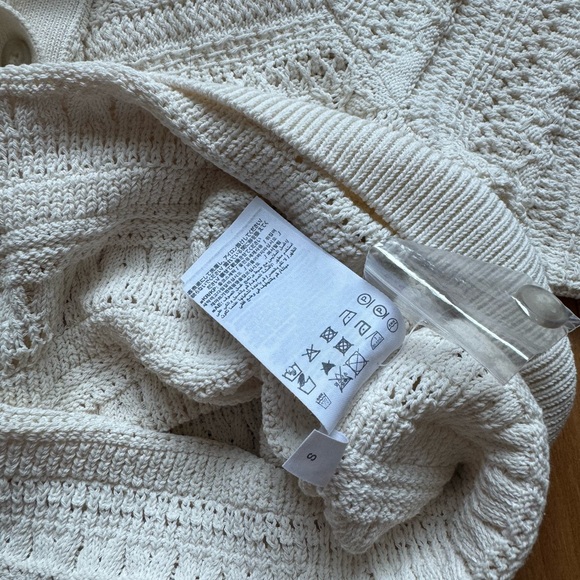 CLOSED Cotton Crochet Ivory Polo Top Size Small - Picture 2 of 8